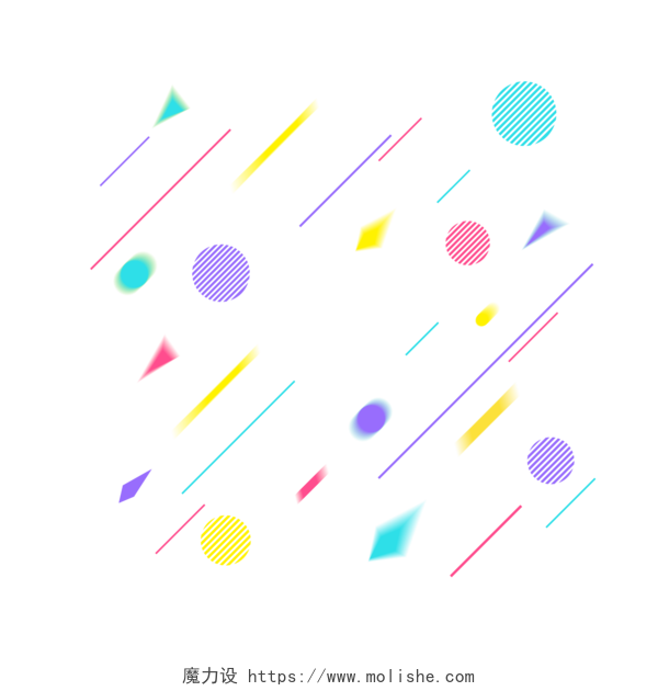 孟菲斯风格线条彩球几何元素
